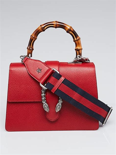 Red Hibiscus Pebbled Leather Medium Dionysus Top Handle 